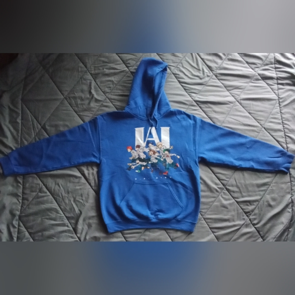 My Hero Academia Blue Anime Hoodie U.A. High School Kangaroo Pocket Size M - Picture 4 of 13